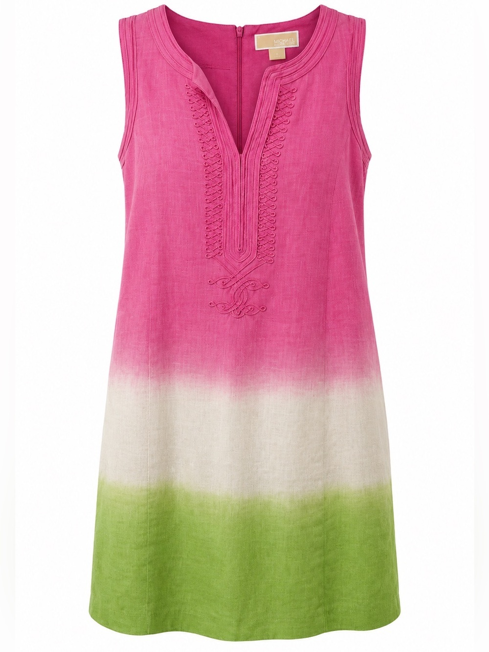 MICHAEL Michael Kors Pink to Cream To Green Ombre Linen Shift Dress